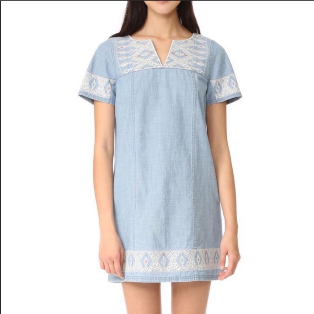 Madewell Embroidered Chambray Dress
